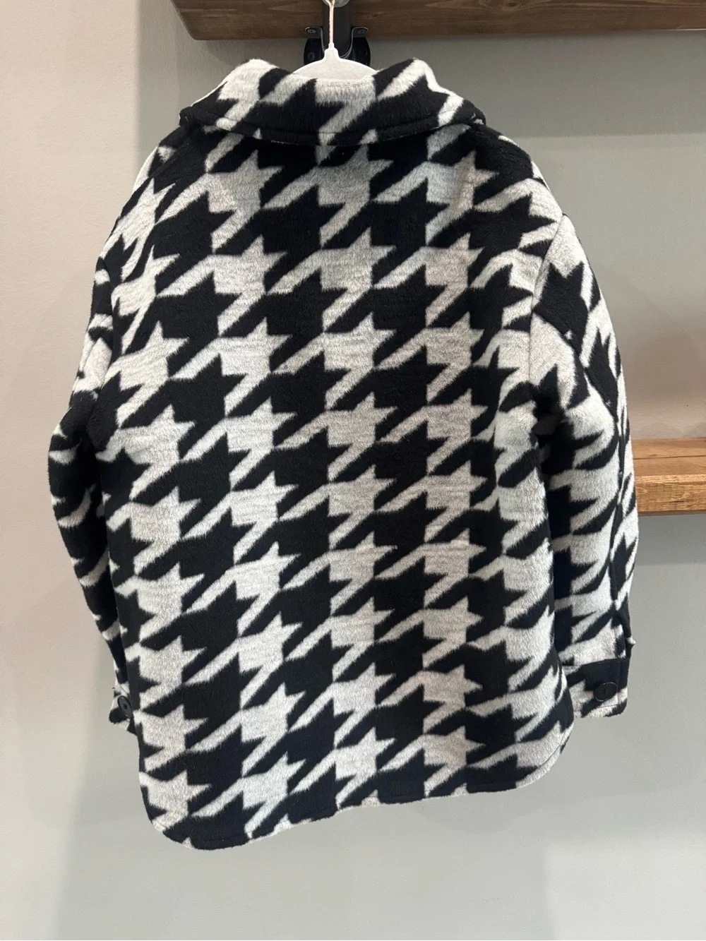 Primark Black & White Houndstooth Button-Front Shirt Jacket